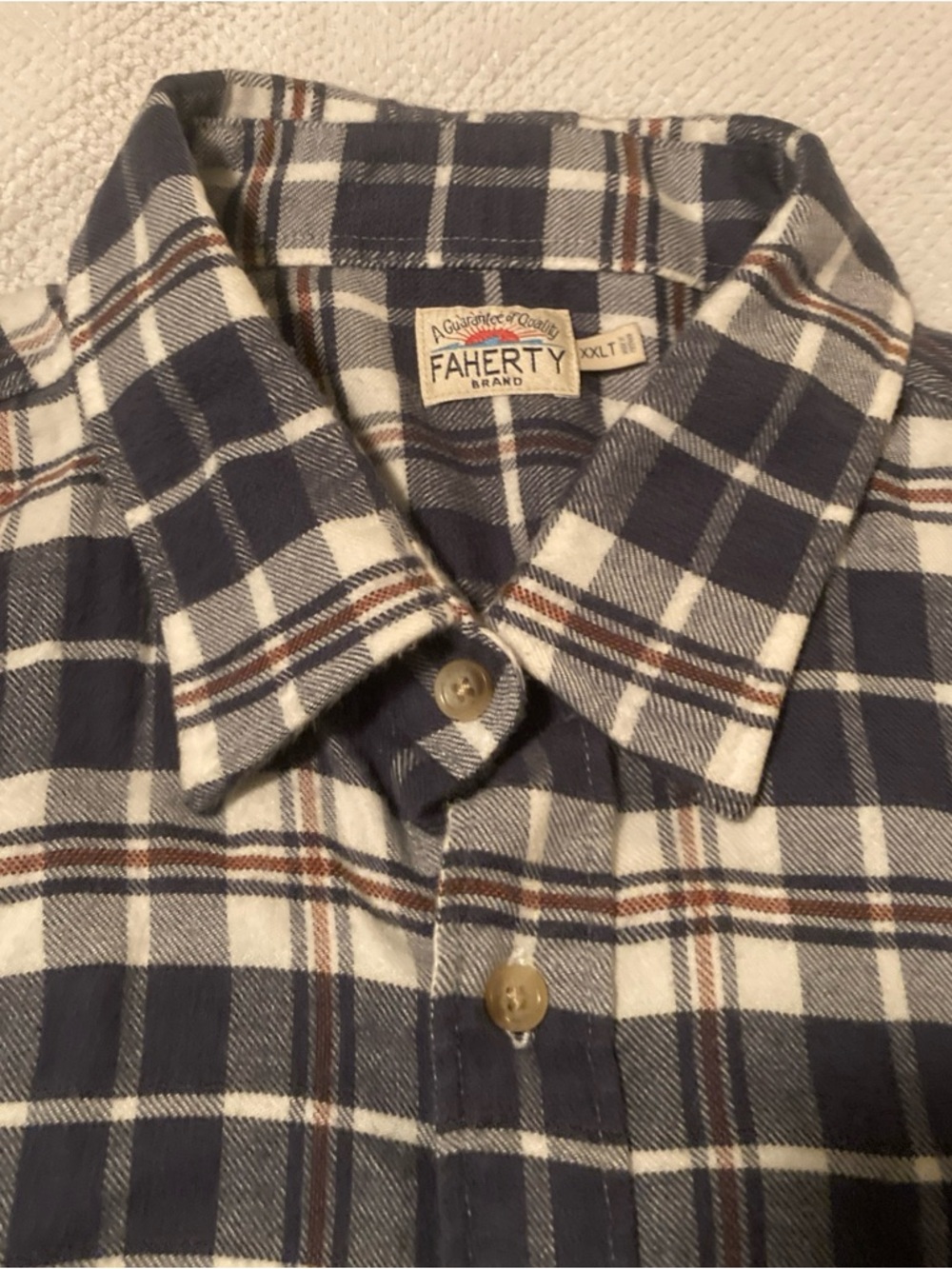 Faherty the movement Navy, White and Brown Plaid Button-Down Shirt xxlt